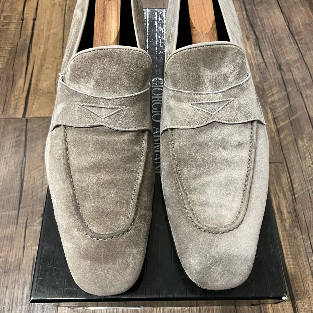 Giorgio Armani Men's Suede Loafers - Taupe/Light Gray